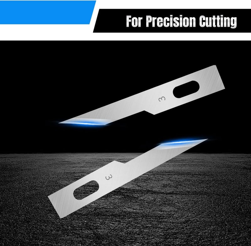 QIMAOO 120 Pcs Exacto Knife Blades, #3 High Carbon Steel Hobby Knife Blade Refills Hobby Knife Replacement Blades for Craft, Scrapbooking, Stencil - Image 4